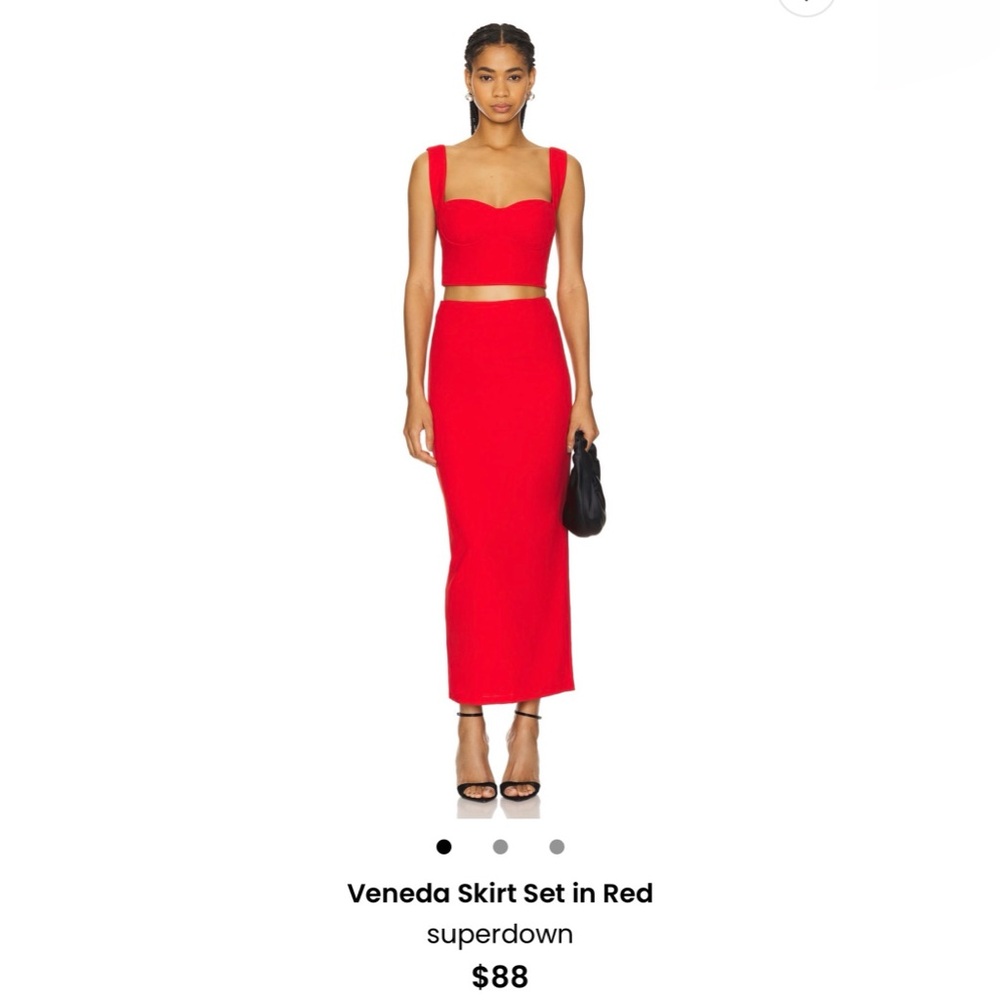 Superdown Red Skirt & Crop Set